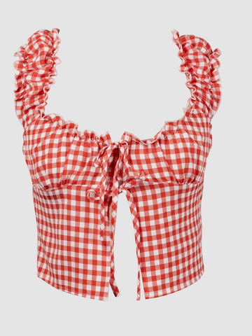 RUFFLE GINGHAM TOP