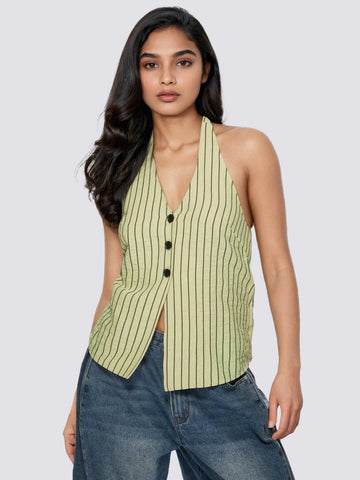PINSTRIPE GREEN TOP