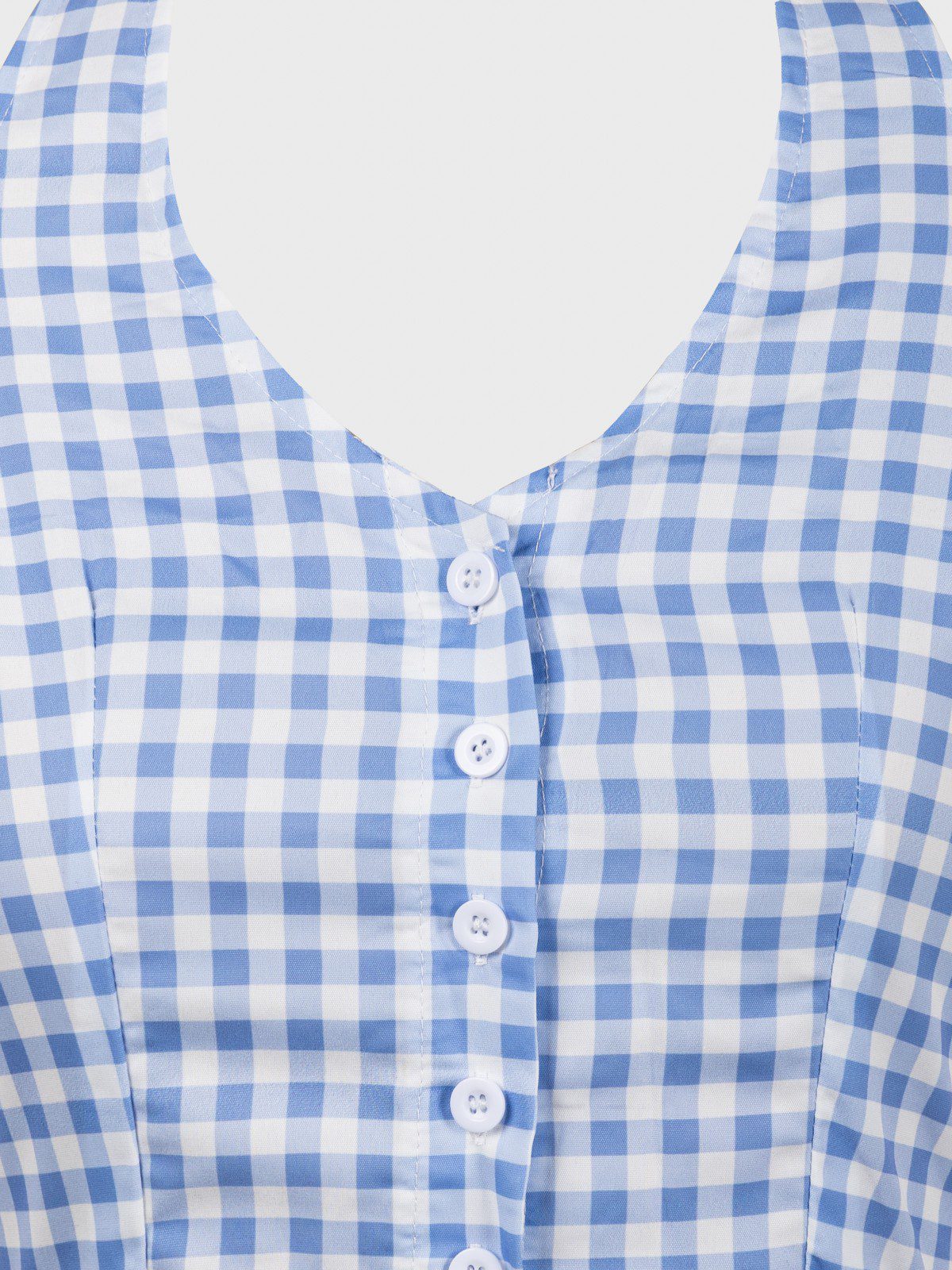 Cropped blue gingham top