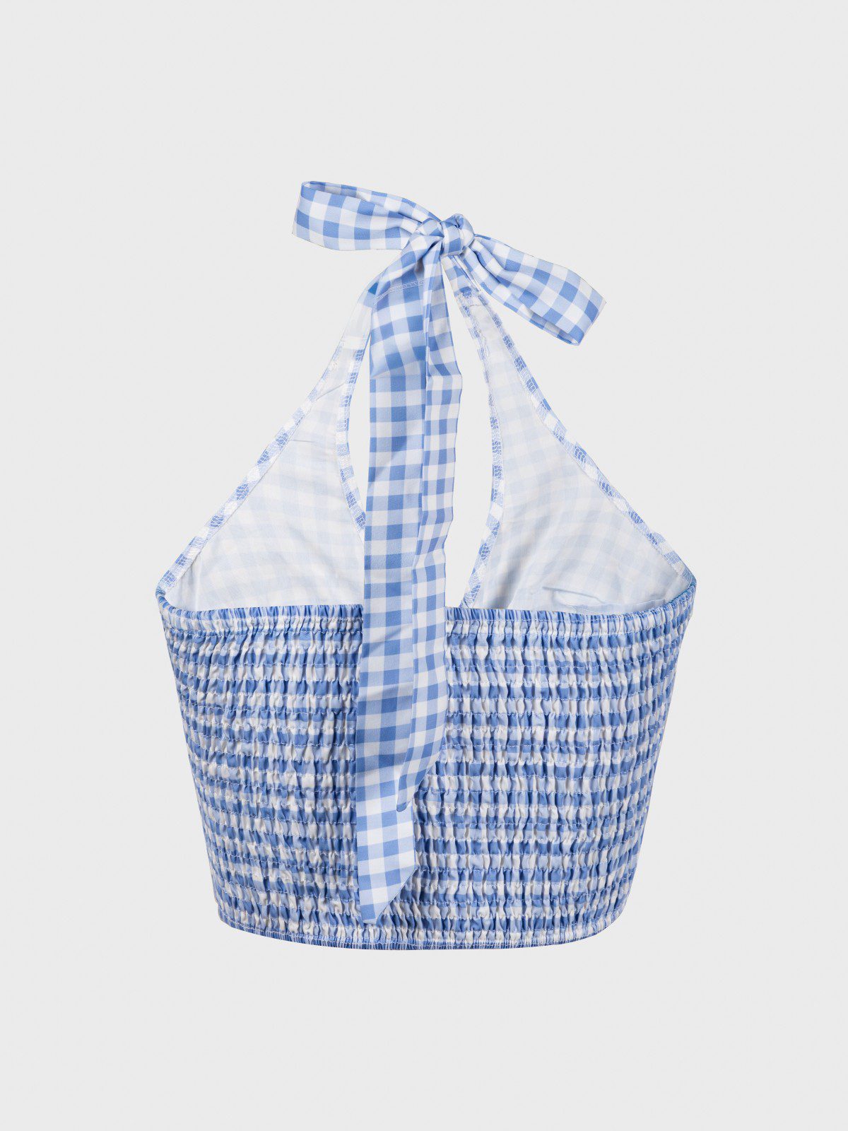 Cropped blue gingham top