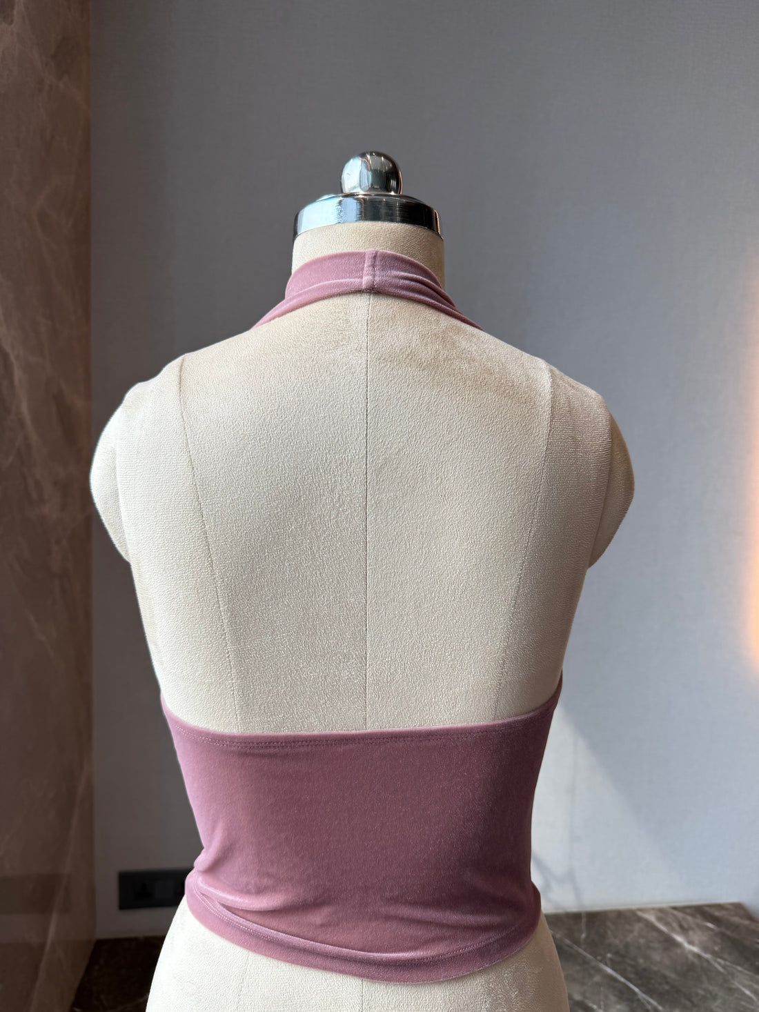 Pink Velvet cowl-halter top