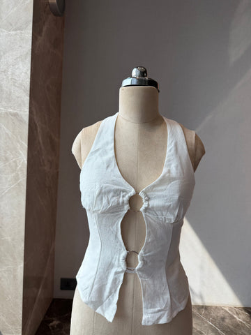White ring halter top