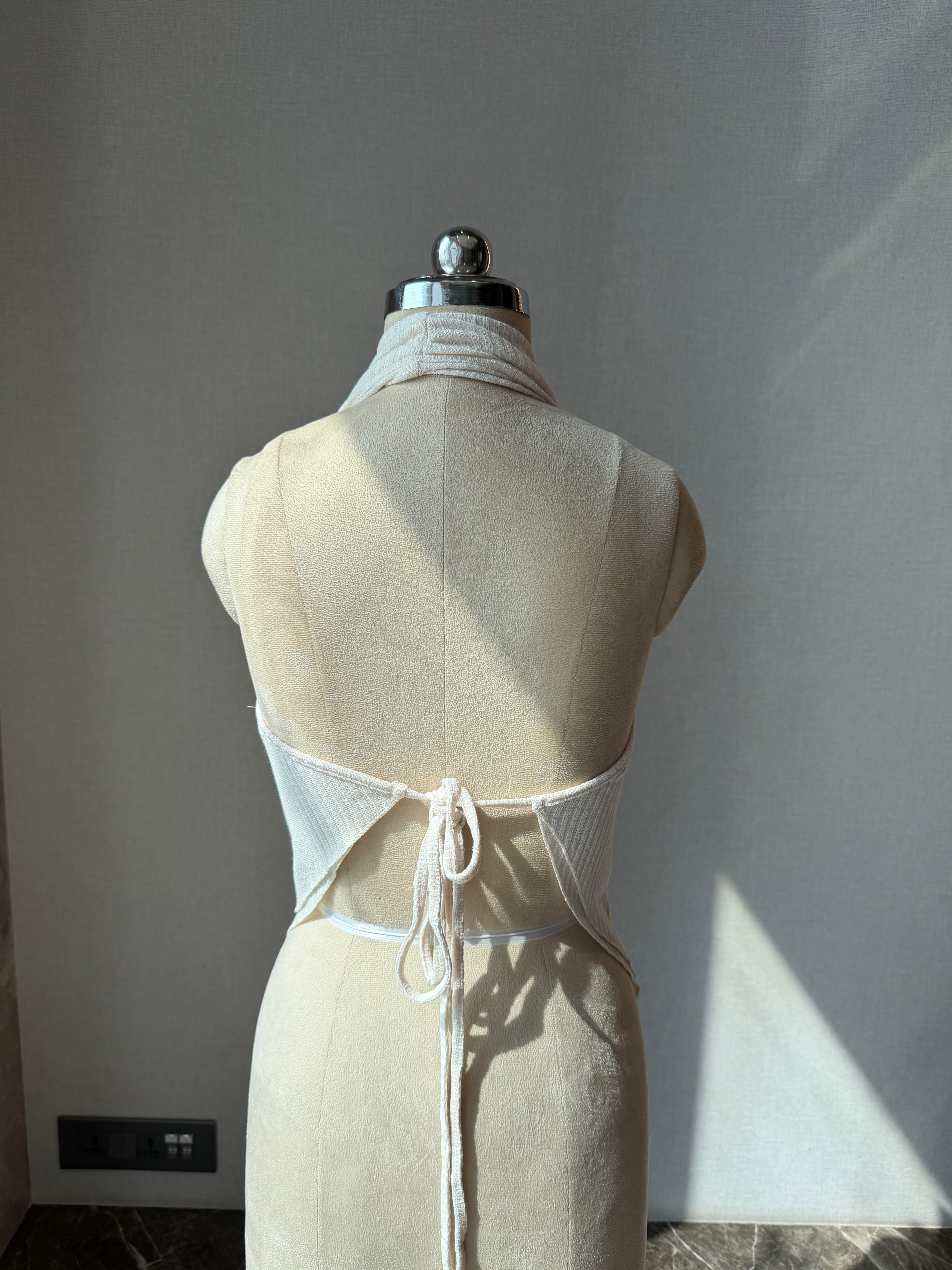 Cowl off-white halter top
