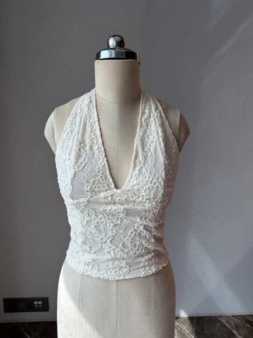 White Mesh halter top